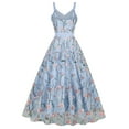 thumbnail image 3 of IBTOM CASTLE Women's 1950s Vintage Floral Embroidery Dress Flared Swing Dress Cocktail Party Wedding Dress L Blue, 3 of 8