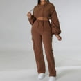 thumbnail image 2 of Women's Fall Fashion 2 Piece Outfits Tracksuit Set Long Sleeve Crop Hoodies with High Waist Jogger Pants Sweatsuit Sets, 2 of 4