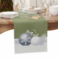 thumbnail image 6 of Sage Green Christmas Cotton Linen Table Runner for Dining Kitchen, Xmas Balls Pine Needles Snowflakes Wedding Outdoor Party Tablerunners Decoration, Dresser Scarf Coffee Tablecloth Runners 13"x120", 6 of 9