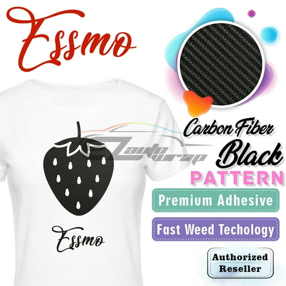 Essmo Black Carbon Fiber Heat Transfer Vinyl HTV T-Shirt 20" Iron On Heat Press SP29 20"x360"