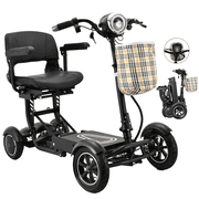 Dragon Mobile EX 12 Miles Portable Electric Powered Wheelchair, 4 Wheel Collapsible Large Seat Mobility Scooter 300 lbs Capacity - Black