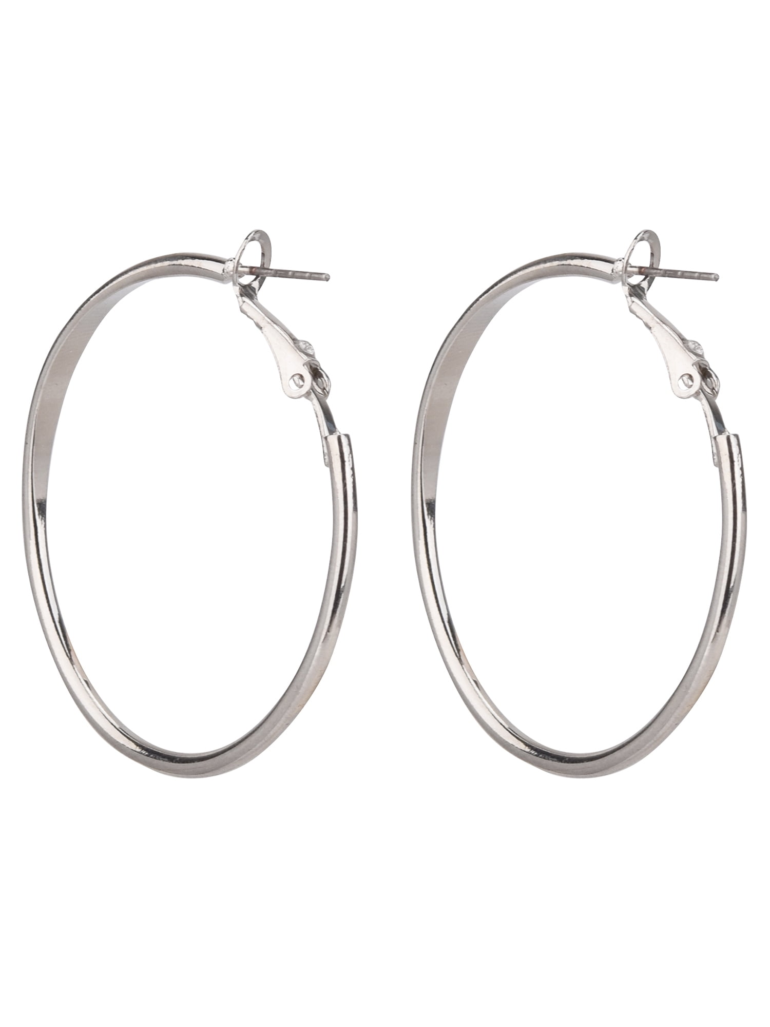 Time and Tru Adult Women's 3 Pair Silver Tone Metal Hoop Earring Set