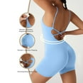 thumbnail image 2 of FUNUONY Jumpsuits for Women Backless Scrunch Strappy One Piece Workout Jumpsuit Tummy Control V Back Yoga Romper Summer Women Yoga Jumpsuit Workout Vest Jumpsuit Light Blue Xs, 2 of 5