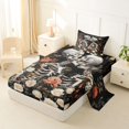 thumbnail image 2 of Castle Fairy Gothic Skeleton Couple Twin Sheets 3pcs,Romantic Floral Rose Skull Bedding,Cream Black,1 Fitted Sheet,1 Flat Sheet and 1 Pillowcase, 2 of 6