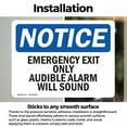 thumbnail image 3 of (2 Pack) Emergency Exit Only Audible Alarm Will Sound OSHA Notice Sign 7 Inch X 5 Inch Vinyl Label Decal Sticker Weather Resistant, UV Protected for Workplace, Business, and, 3 of 7