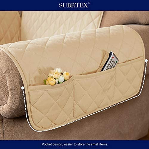 Subrtex Reversible Sofa Slipcover Quilted Couch Cover,XL Sofa,Sand