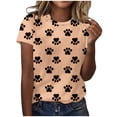 thumbnail image 2 of Otvok Womens Fashion Dog Paw Print Short Sleeve Out Blouse Funny Round Neck T-Shirt, 2 of 6