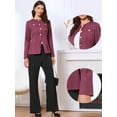 thumbnail image 2 of DARING DIVA Women's Collarless Long Sleeve Business Jacket Office Suit XS Purple, 2 of 6