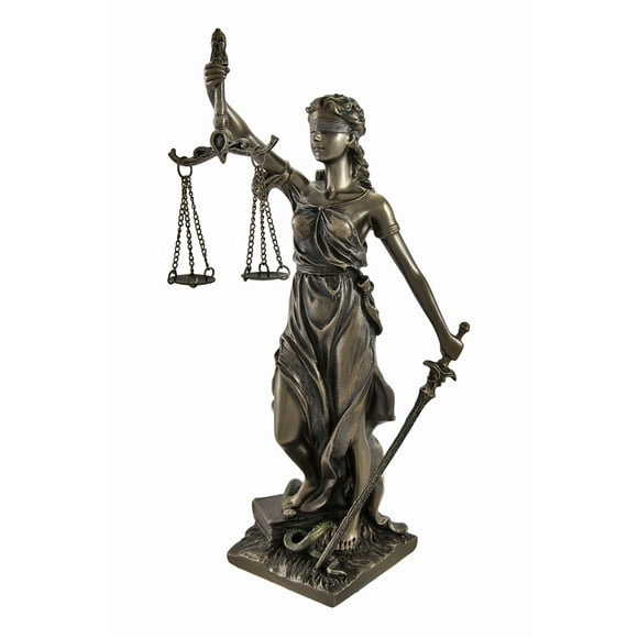 Bronze Finished La Justicia Greek Goddess Themis with Scales and Sword Cast Resin Statue - 8 Inches High - Capturing the Timeless Essence of Blind Justice