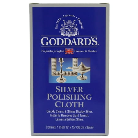 Goddard's Silver Polishing Cloth for Jewelry, Remove Tarnish on Plated or Sterling Silver, Gold, Antiques, and Leaves Tarnish Protection, 1 Cloth