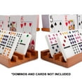 thumbnail image 2 of GSE Games & Sports Expert Set of 4 Wooden Domino & Playing Card Racks Trays Holders, Organizer for Mexican Train/Chicken Foot Dominoes Games and Card Games, 2 of 7