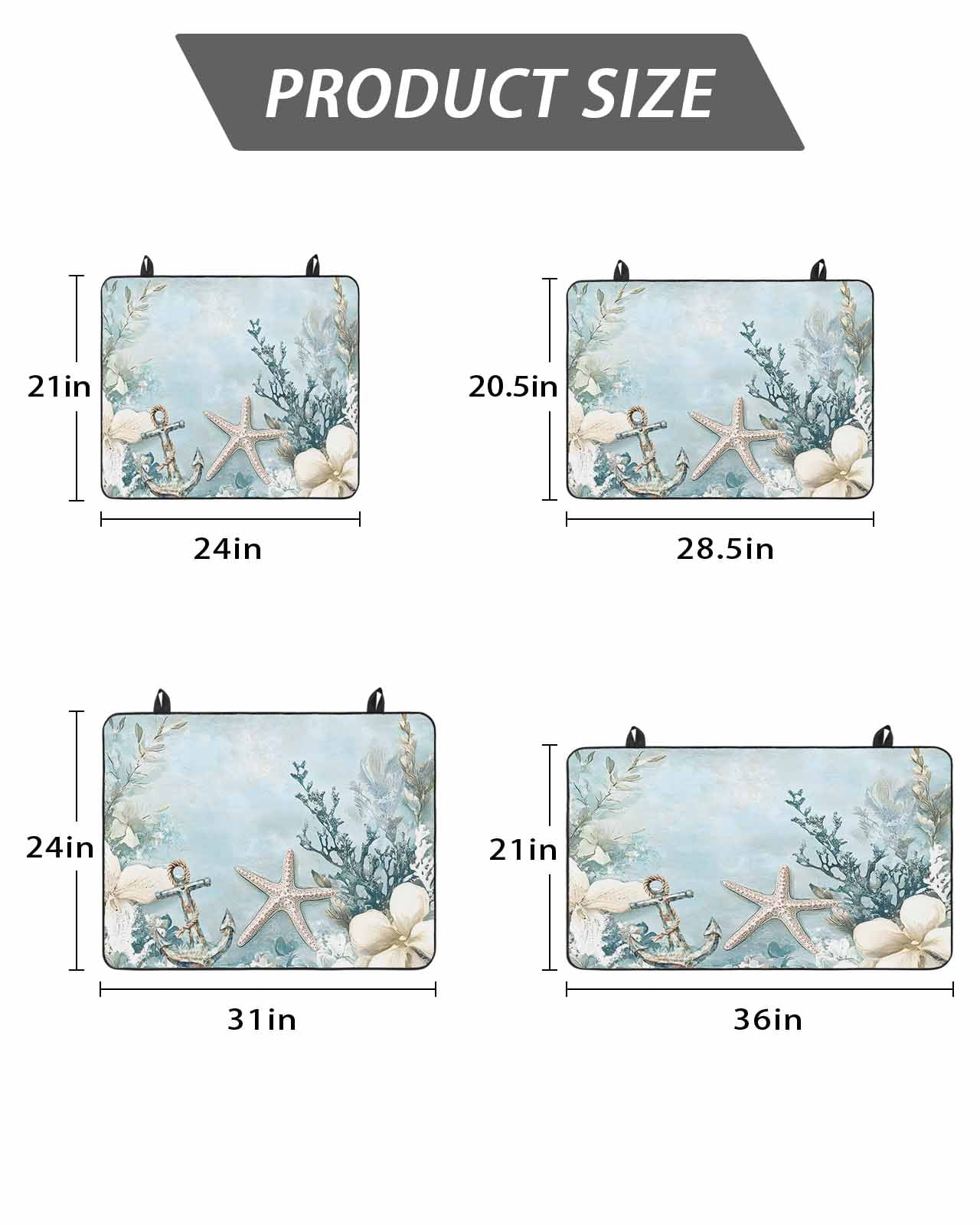 Stove Top Covers for Electric Stove, Blue Coastal Glass Stovetop Cover Protector, Beach Nautical Anchor Starfish Botanical Induction Cooktop Protector Oven Mat for Kitchen Countertop 24"x21"