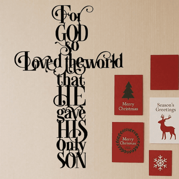 1 Pc Gothic Iron Cross Wall Decor with Motivational Quote - Vintage Halloween & Christmas Hanging Art for Rustic Farmhouse Style Metal Sign for Wall, Door or Patio Accessories for Home Decor