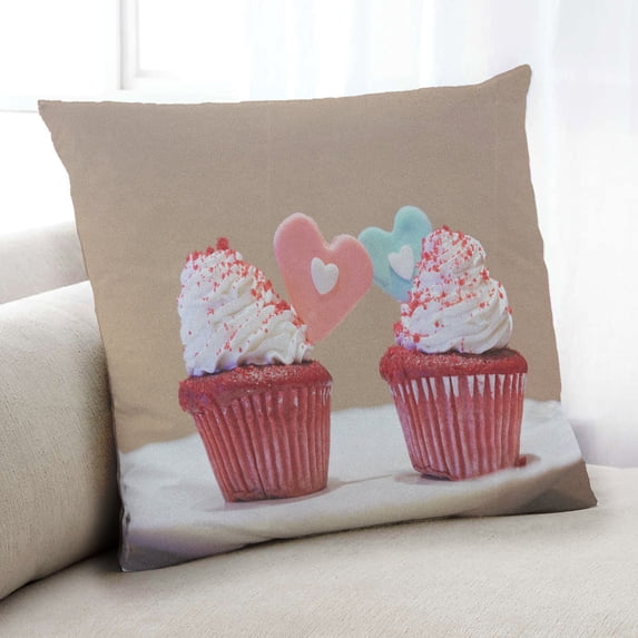 Ahgly Company Foods Cupcake Indoor Throw Pillow, 18 inch by 18 inch