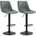thumbnail image 1 of HOMCOM Adjustable Bar Stools Set of 2, Leathaire Swivel Barstools w/ Back, 1 of 10
