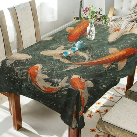 

BZSMCE Square Tablecloth Painting Of Goldfish Play on Patterns Pattern Tableclothes