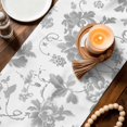 thumbnail image 3 of Table Runners 70 Inches Long Dress Scarves, Grey Flowers Farmhouse Coffee/Dining/Kitchen Table Decor, Holiday Table Runner, Vintage Pastoral Plants Rustic Leaves 13x70 Inch, 3 of 9