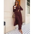 thumbnail image 6 of Ekouaer Women's Pajama Sets 3 Piece Lounge Set Long Sleeve Cardigan Sleeveless Top Pants Sweatsuit, 6 of 6