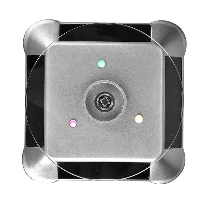 Soporte giratorio para joyas con energía solar y batería, base giratoria (plateado)