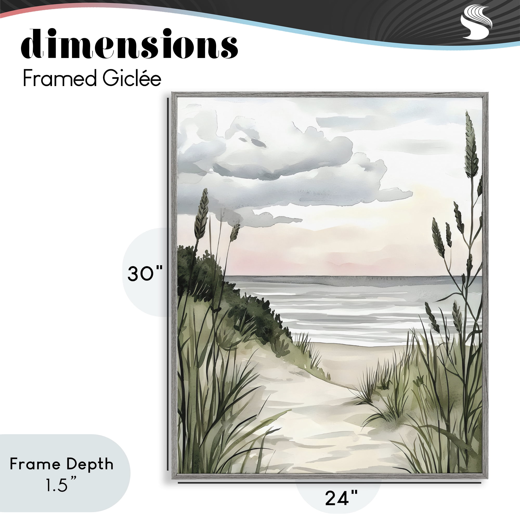 Stupell Industries Coastal Calm Seaside Dunes Gray Framed Giclee Art, design by Riley B