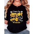 thumbnail image 1 of Women's T-Shirt with "I Teach The Cutest Bees in the Hive" Print, Casual Crew Neck Short Sleeve Tee, Regular Fit, All Season Comfort - Black, Casual Wear | Playful Print Tee | Glossy Finish Shirt, Te, 1 of 7