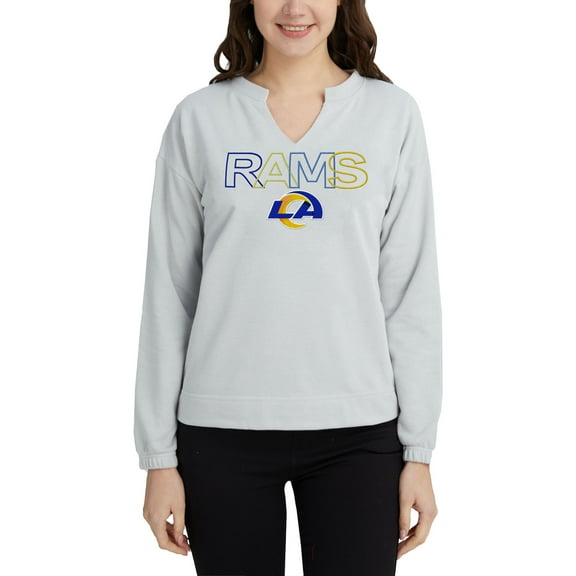 Women's Concepts Sport Gray Los Angeles Rams Sunray Notch Neck Long Sleeve Top