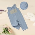 thumbnail image 2 of ZEHJUHAN Newborn Baby Girls Boys Outfit Bunny Sleeveless Plaid Romper with Hat My First Easter Clothes Blue，3-6M, 2 of 7