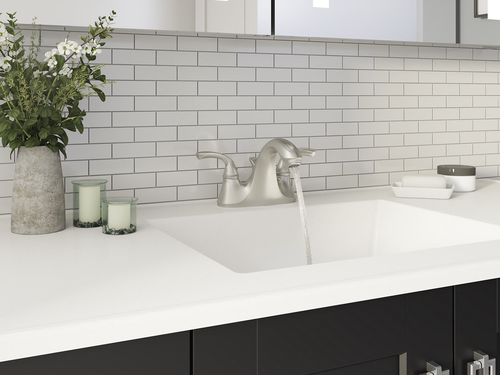Kohler  Forte Sculpted Lever Handles Centerset Bathroom Sink Faucet