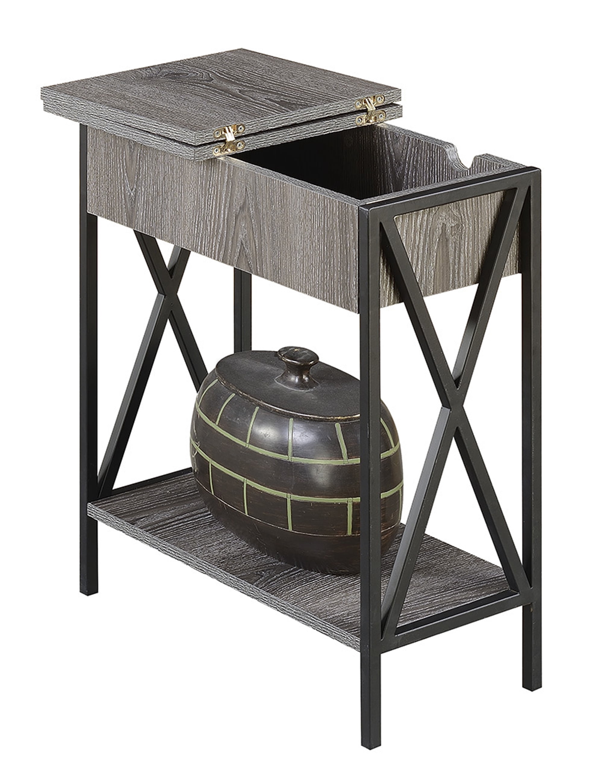 Convenience Concepts Tucson Flip Top End Table with Charging Station