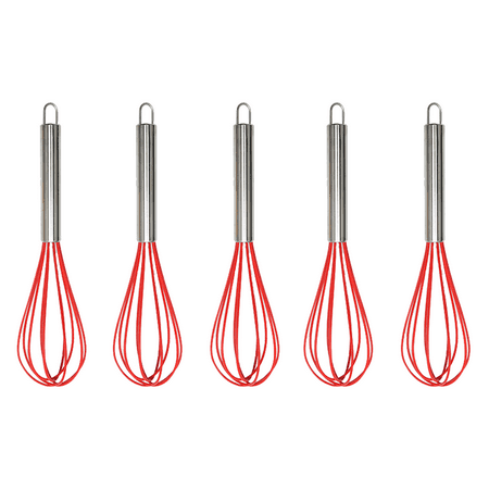 

5 Pcs Kitchen Utensils Wire Whisk Barber Hairdressing Hair Color Dye Cream Whisk Red