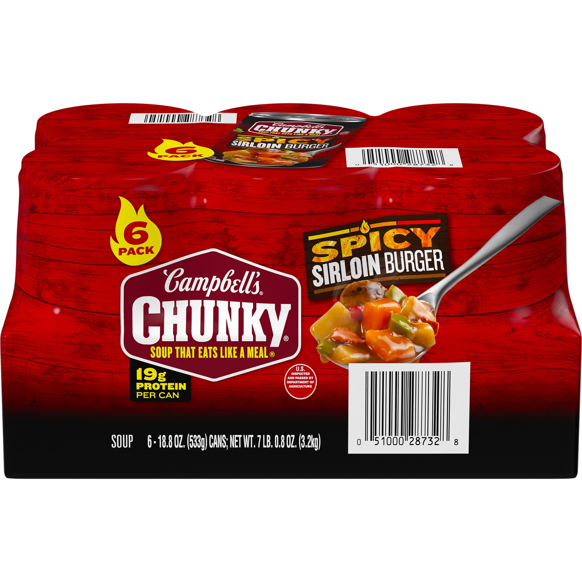 (Pack of 6) Campbell’s Chunky Spicy Sirloin Burger Soup, 18.8 oz Can