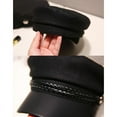 thumbnail image 4 of Leather Military Hat  Sailor Hats Flat Top Captain Cap Travel Cadet Hat, 4 of 7