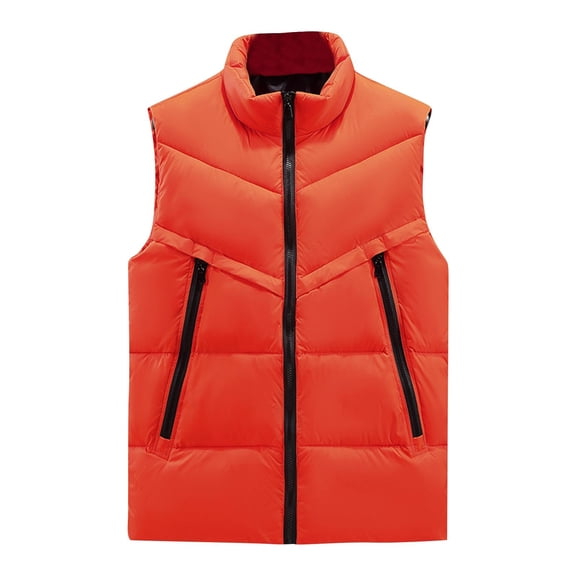 Mens Lightweight Down Vest Stand Collar Quilted Gilet Sleeveless Jacket Winter Warm Puffer Coat with Pockets Outwear