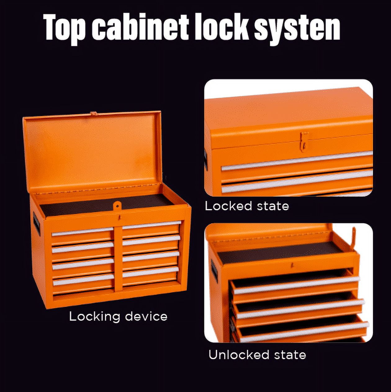 MAYEERTY 5-Drawer Rolling Tool Chest, Metal Tool Storage Cabinet with Lockable Wheels, Adjustable Shelf, Locking Mechanism, for Garage