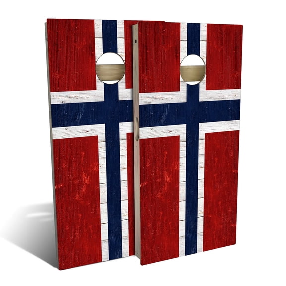 Skip's Garage | Norway Flag Cornhole Board Set | Includes Boards & Bags | Choose Your Size & Accessories
