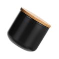 thumbnail image 4 of Black Ceramic Tea Can with Bamboo Lid for Storage and Portable Spice Jar 7.8x4.3 Inches, 4 of 5