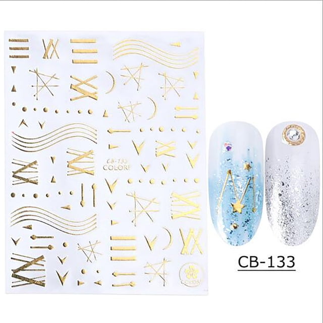 Hot6sl Ofertas de La Semana Uñas Postizas con Diseño Geométrico y Dorado Sexy a La Moda