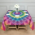 thumbnail image 3 of Pink Tie Dye Petal Mandala Pattern Square Tablecloth,Waterproof Square Table Cover,Wipeable Spillproof Washable Table Cover for Home Kitchen Party Decor 42"X42"(107x107cm), 3 of 6