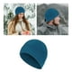 thumbnail image 5 of Invierno de moda cálido suave estiramiento cable tejido acanalado sintética pompón borroso forrado de vellón gorro con gorro azul DYNWAVEMX Gorro con puño, 5 of 7