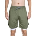 thumbnail image 4 of Luxtrada Mens Running Short Workout Running Shorts 2-in-1 Stealth Shorts (Green,L), 4 of 12