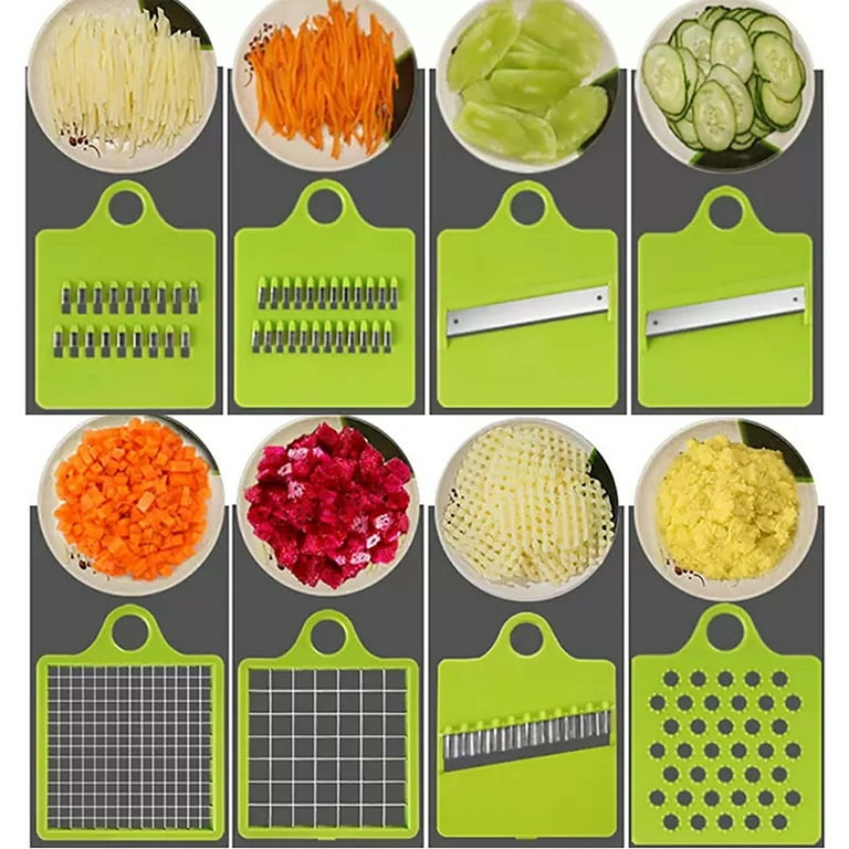 Pompotops 2023 Plastic Vegetable Cutter, Kitchen Convenient Chopped Green Cutter Shredded (Green)