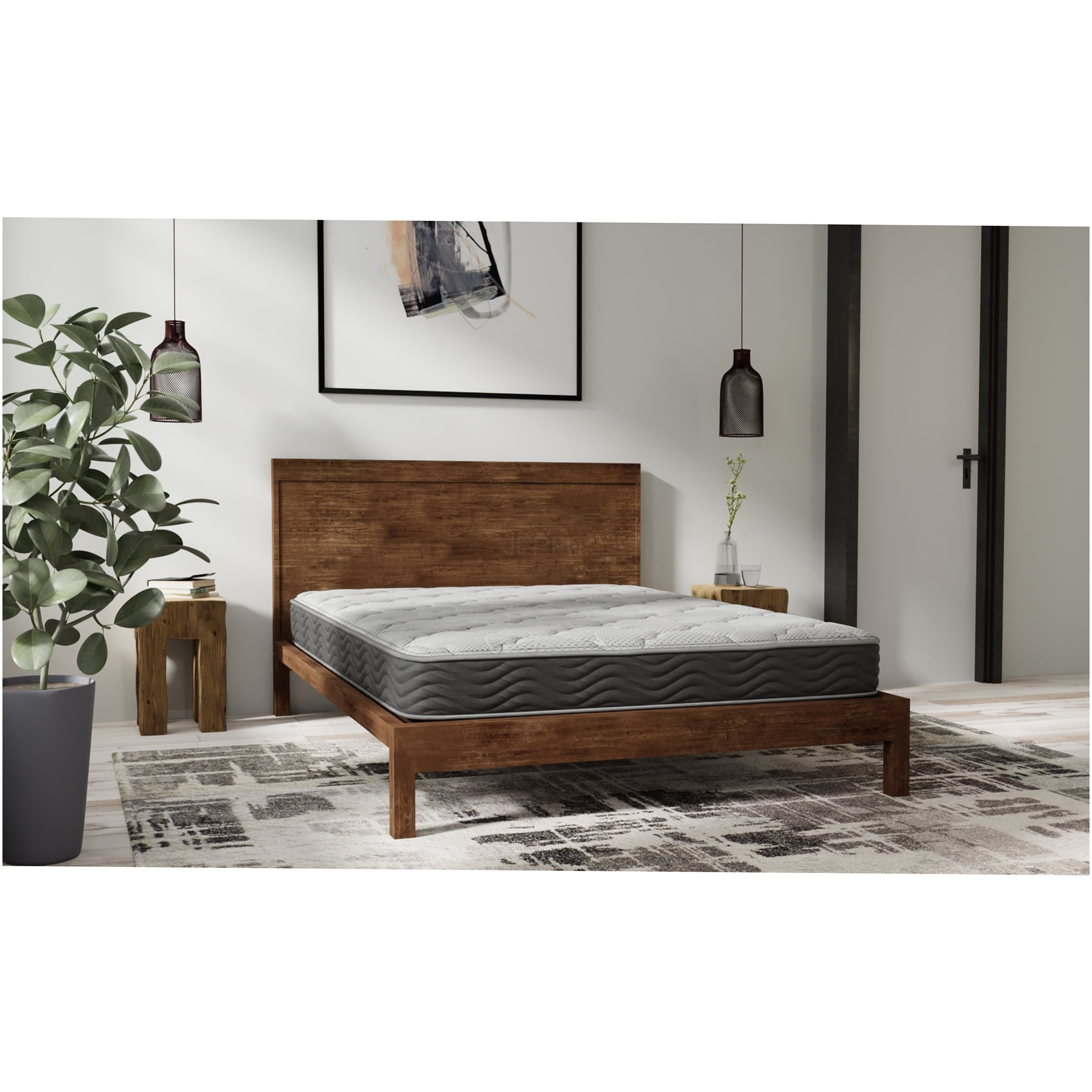 JERFIT 8 Inch Firm Twin Hybrid Mattress, CertiPUR-US Certified, Gel Infused Cooling Foam Pocketed Coils for Support, Motion Isolation, Edge Support, Black+Gray