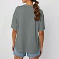 thumbnail image 3 of NAMTYQX Women's Blouses Short Sleeve Soft Relaxed Fit Oversized Gemusterte Casual Stretchy Graphic Crew Neck Cute Summer Tops for Women Gray Size S, 3 of 5