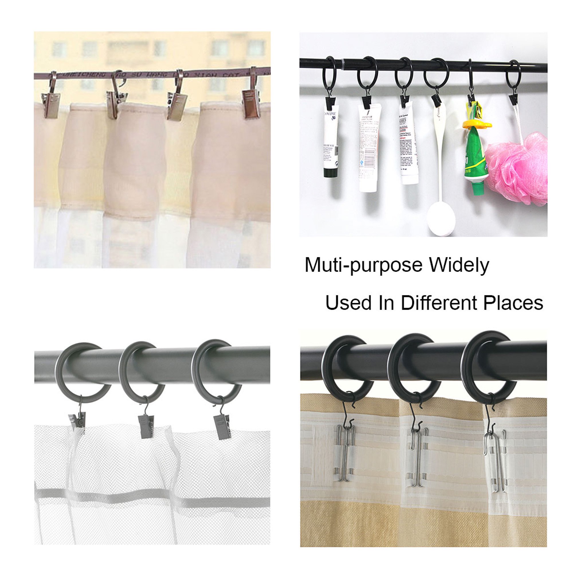 Curtain Rings With Clips Strong Decorative Metal Drapery Shower