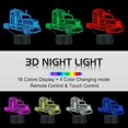 thumbnail image 3 of Lámpara De Mesita De Noche De Camión 3D, 16 Variaciones De Color Con Control Remoto, Regalos De Cumpleaños Novedosos Para Niños Y Niños, 3 of 3