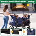 thumbnail image 5 of Vomeast Upgrade Wagon Stroller for 4 Kids, 4-Seater Outdoor Baby Stroller Wagon with Canopy, 5-Point Harness, Adjustable Handle(Blue), 5 of 12