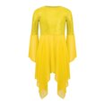 thumbnail image 4 of iiniim Kids Girls Asymmetrical Liturgical Praise Dance Sequins Worship Tunic Celebration of Spirit Dress Yellow 6, 4 of 7