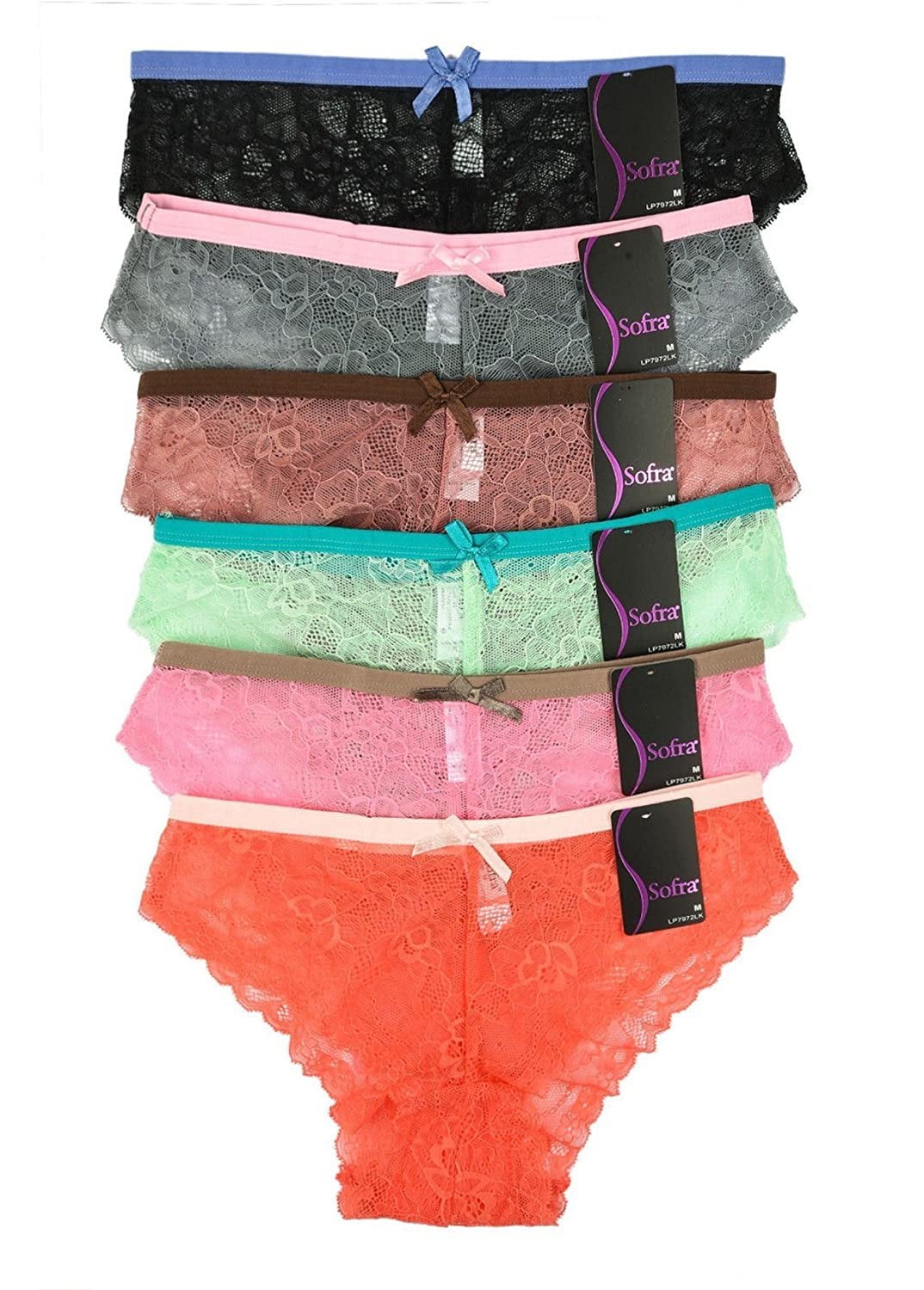 MaMia 6 Pack of Women's Lace Boyshort Panties (S, Sofra Sorbet) - Walmart.com