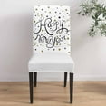 thumbnail image 4 of Stretch Dining Chair Covers, Happy New Year Text Black Word Star Pattern White Removable Dining Chair Protector Slipcovers for Kitchen, Party, Restaurant, Set of 4, 4 of 7