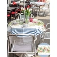 thumbnail image 5 of Outdoor Tablecloth with Umbrella Hole for Patio/Picnic/Party/Camping, Tropical Botanical Waterproof Table Cloth Round Cover Washable, Pastoral Leaves Floral Blue Stripes (Dia 54"), 5 of 9